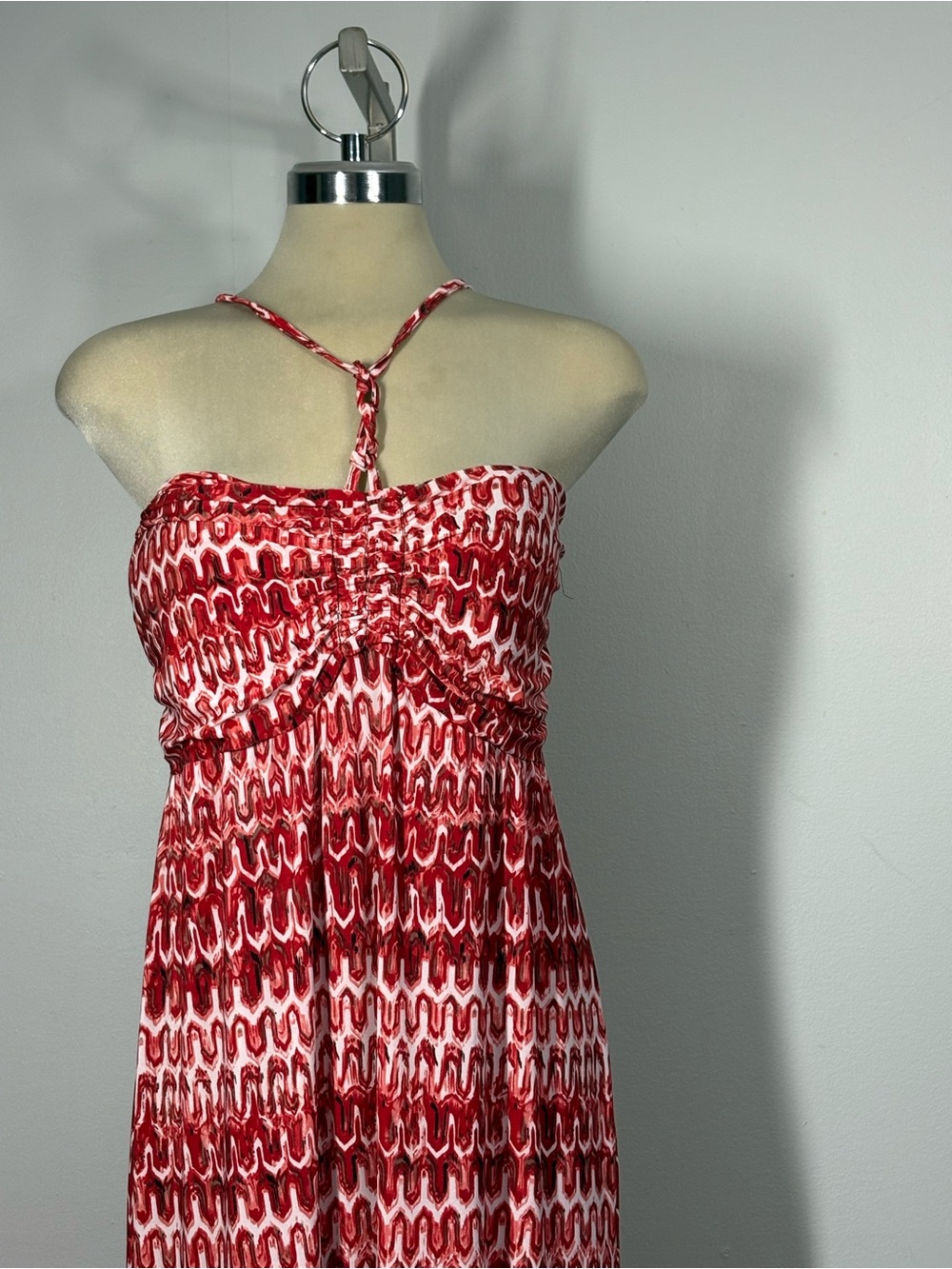 Red Printed Halter Maxi Dress - Picture 6 of 15